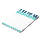 Bloc-note Feminine Blue Chevron Nom personnalisé (Tourné)