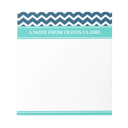 Bloc-note Feminine Blue Chevron Nom personnalisé (Devant)