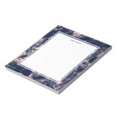 Bloc-note Feminine Blush Pink Glitter Navy Blue Marble Name (Tourné)