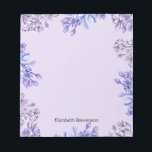 Bloc-note Feminine Elegant Aquarelle Lilac Fleurs Nom<br><div class="desc">Elégante aquarelle violet fleurs lilas avec un nom personnalisable pour un bloc-notes personnalisé.</div>