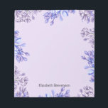 Bloc-note Feminine Elegant Aquarelle Lilac Fleurs Nom<br><div class="desc">Elégante aquarelle violet fleurs lilas avec un nom personnalisable pour un bloc-notes personnalisé.</div>