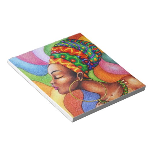 Bloc-note Femme africaine avec cire tissu traditionnel (Incliné)