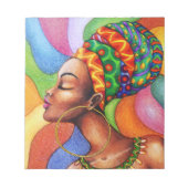 Bloc-note Femme africaine avec cire tissu traditionnel (Devant)