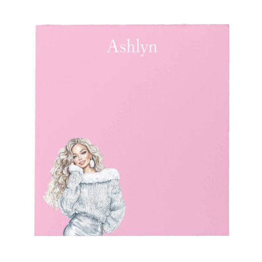Bloc-note Femme Blond Argent Rose (Devant)