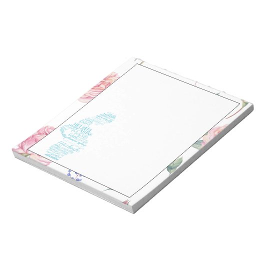 Bloc-note Femme | Bordure Rose aquarelle (Tourné)