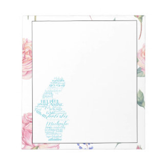 Bloc-note Femme | Bordure Rose aquarelle