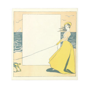 Bloc-note Femme marchant Chien sur la plage Edward Penfield