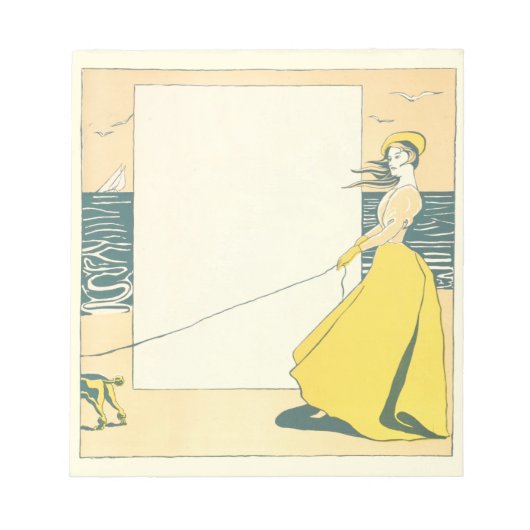 Bloc-note Femme marchant Chien sur la plage Edward Penfield (Devant)