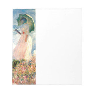 Bloc-note Femme Monet avec un parasol face à gauche