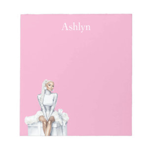 Bloc-note Femme Rose Argent sur Cadeau