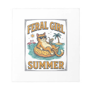 Bloc-note Feral Girl Summer Cat Float Vintage Shirt Design_1