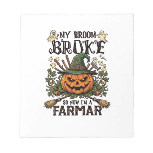 Bloc-note Ferme Broom Broke Citrouille d'Halloween Sorcière 