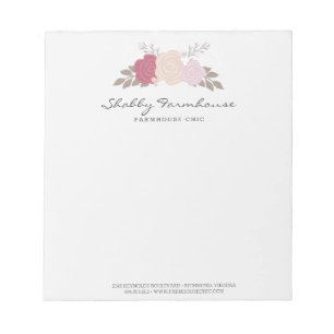 Bloc-note Ferme en bois rustique Floral Rose
