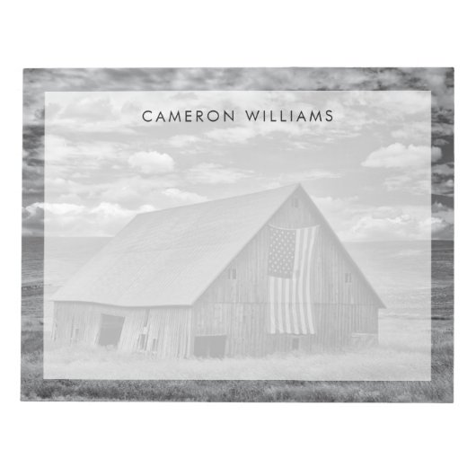 Bloc-note Fermes | BW American Flag Barn Scene (Devant)