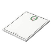 Bloc-note Festif Noël Noël Noël Holly Wreath Monogramme (Tourné)