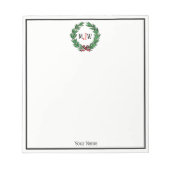 Bloc-note Festif Noël Noël Noël Holly Wreath Monogramme (Devant)