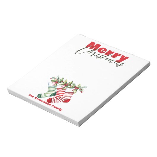 Bloc-note Festive Noël rayé bas avec verdure (Tourné)