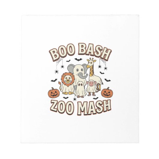 Bloc-note Fête amusante d'animaux de Zoo Boo Bash Halloween_ (Devant)