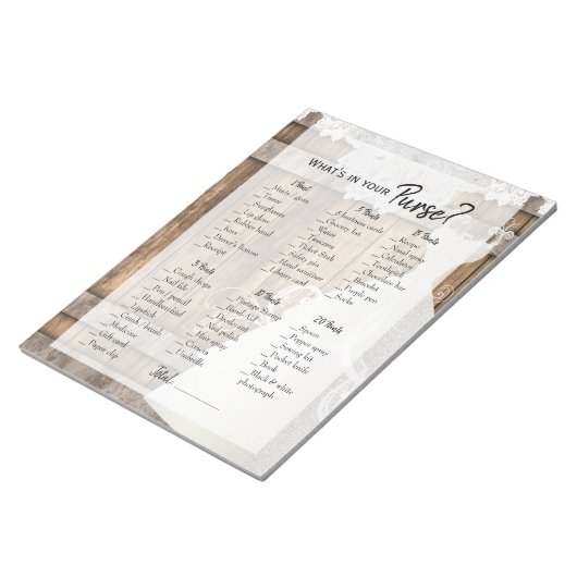 Bloc-note Fête des mariées en bois rustique & jeu de dentell (Incliné)