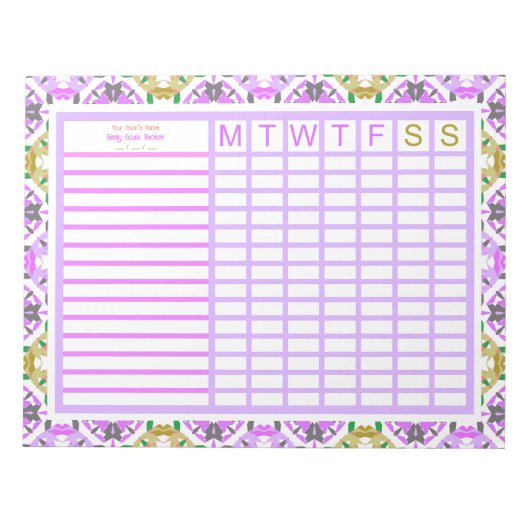Bloc-note Fête des mères Custom Purple Family Goals Tracker (Devant)