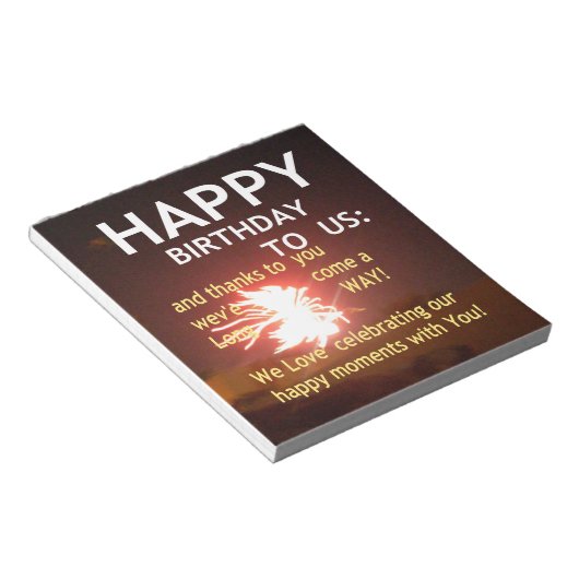 Bloc-note Fête Fireworks avec message Merci (Incliné)