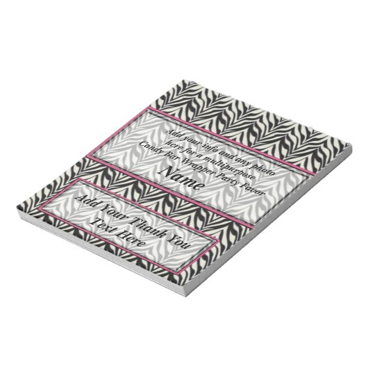 Bloc-note Fête Zebra Candy Bar Wrapper à usages multiples Fa (Tourné)