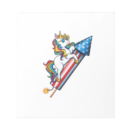 Bloc-note Feu d'artifice de Licorne Américaine Drapeau USA 4 (Devant)