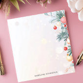 Bloc-note Feuillage de Noël élégant Nom personnalisé