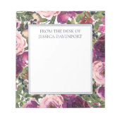 Bloc-note Feuillage Floral Rose Brougeâtre De Bourgogne Du B (Devant)