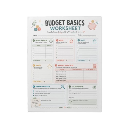 Bloc-note Feuille de calcul des bases du budget (Tourné)