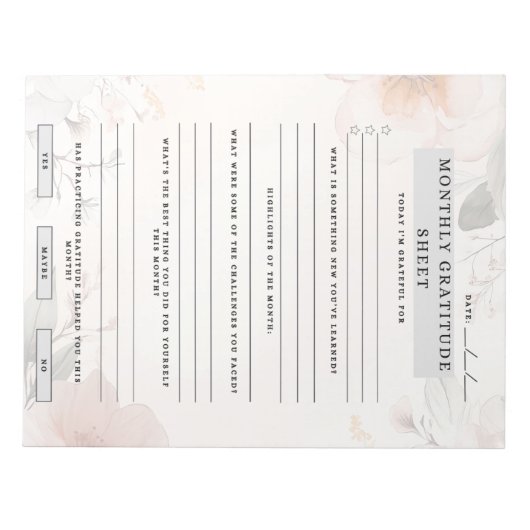 Bloc-note Feuille de calcul mensuelle (Devant)