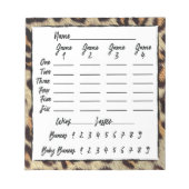 Bloc-note Feuille de notes des joueurs Bunco Empreinte de lé (Devant)