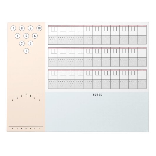 Bloc-note Feuille de résultats de Bowling 3 jeux + Notes | L (Devant)