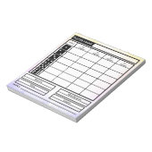 Bloc-note feuille de score de bunco (Tourné)