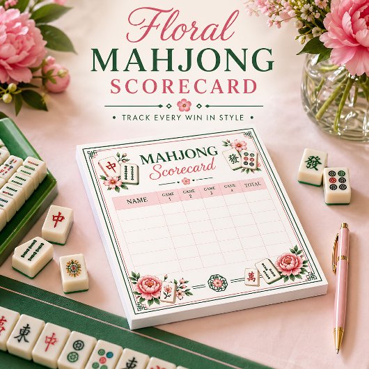 Bloc-note Feuille de score de Mahjong Floral