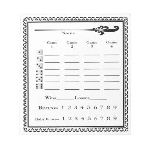 Bloc-note Feuille de score élégante de Bunco
