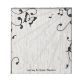 Bloc-note Feuille gris et noir Mariage de bois (Devant)