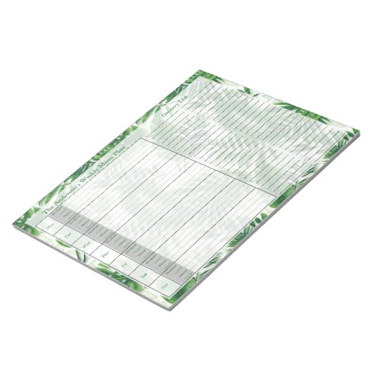 Bloc-note Feuille Tropical Weekly Personnalisé Menu Plan (Incliné)