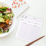 Bloc-note Feuille vierge de lavande mauve simple Recette cul<br><div class="desc">Un bloc-notes simple et utile pour les recettes culinaires. Un design de lavande violette présente des zones vierges où vous pouvez noter toutes les informations essentielles. Le texte est entièrement personnalisable.</div>