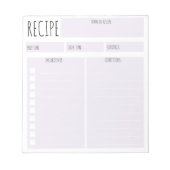 Bloc-note Feuille vierge de lavande mauve simple Recette cul (Devant)