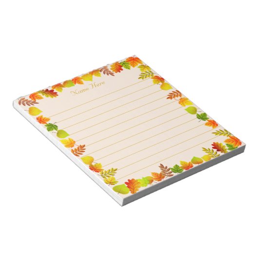 Bloc-note Feuilles automnales sur lin beige clair (Incliné)