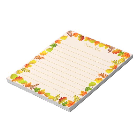 Bloc-note Feuilles automnales sur lin beige clair (Tourné)