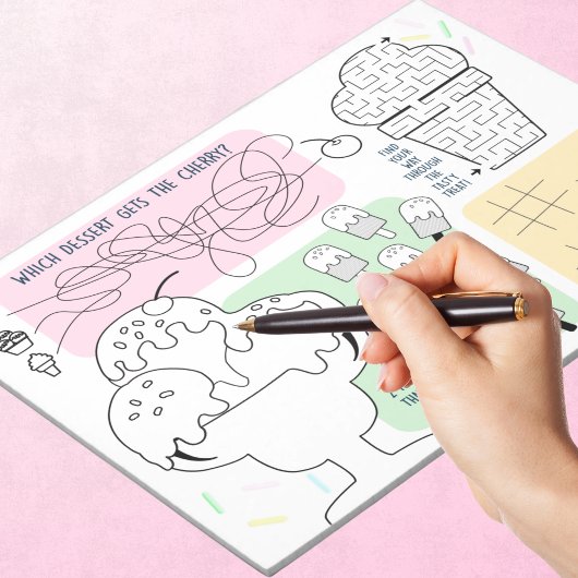 Bloc-note Feuilles d'activité de crème glacée pour petits en