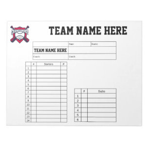 Bloc-note Feuilles d'alignement de baseball