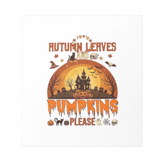 Bloc-note Feuilles d'Automne Citrouilles S'il Vous Plaît Hal (Devant)