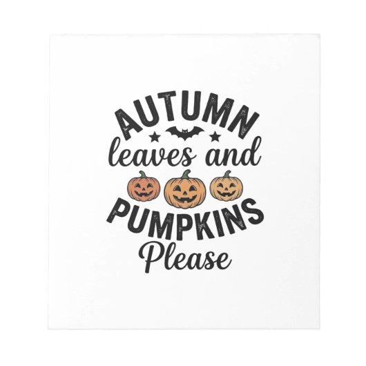 Bloc-note Feuilles d'automne Citrouilles S'il vous plaît Vin (Devant)