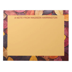 Bloc-note Feuilles d'automne colorées de texte personnalisée