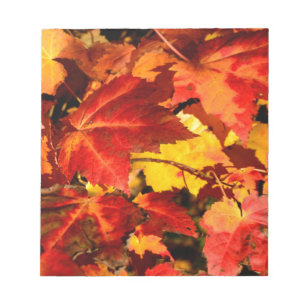 Bloc-note Feuilles d'automne colorées, feuille d'érable roug