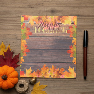 Bloc-note Feuilles d'automne en bois rustique de remerciemen