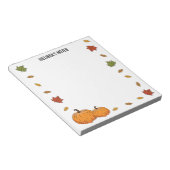 Bloc-note Feuilles d'automne et citrouilles orange avec text (Incliné)